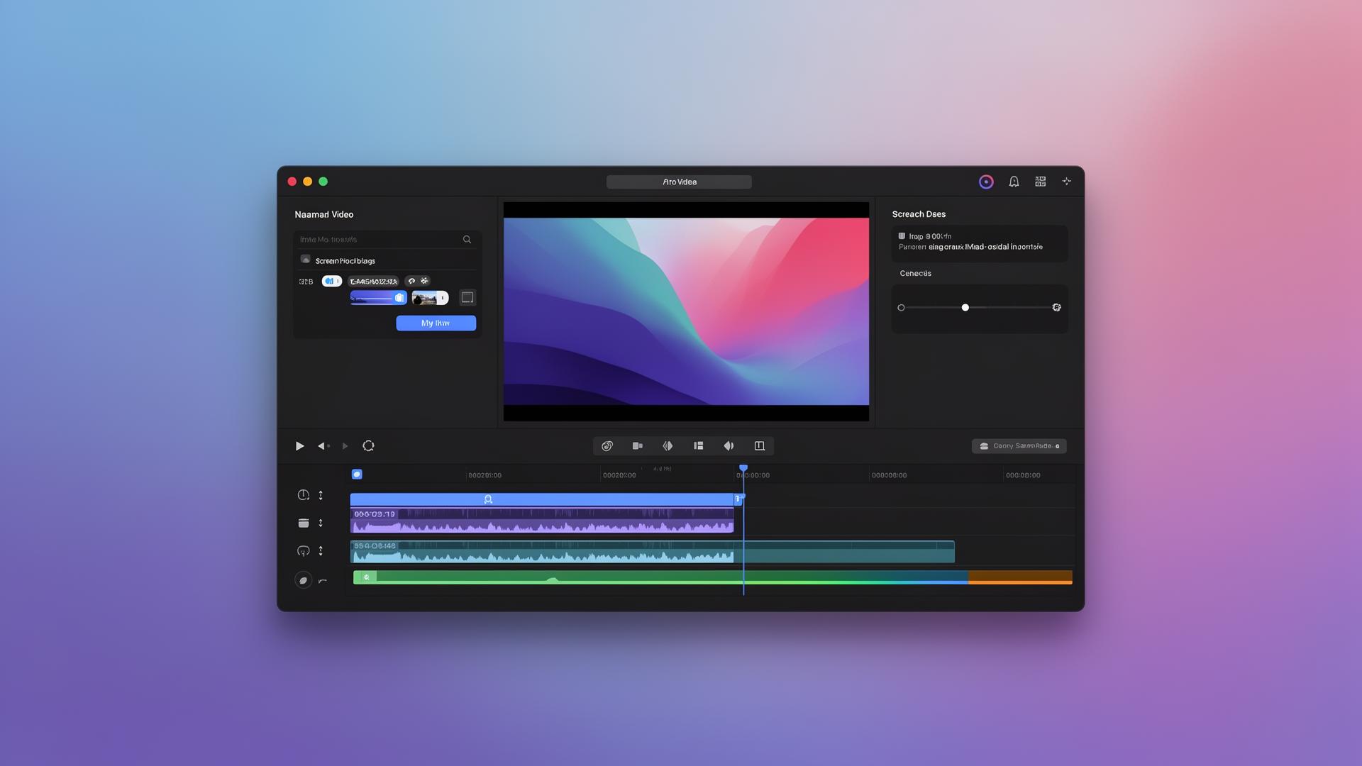 Screenrec editor interface showing timeline, video preview, and zoom controls